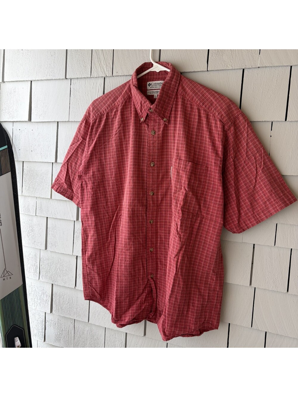 Columbia Plaid Button Up Shirt Mens Large Faded Red 90s Gorpcore Cotton